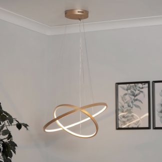 An Image of Malibu LED Double Ring Pendant Light - Bamboo