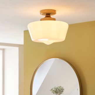 An Image of Mondez Bathroom 1 Light Flush Ceiling Fitting Satin Gold