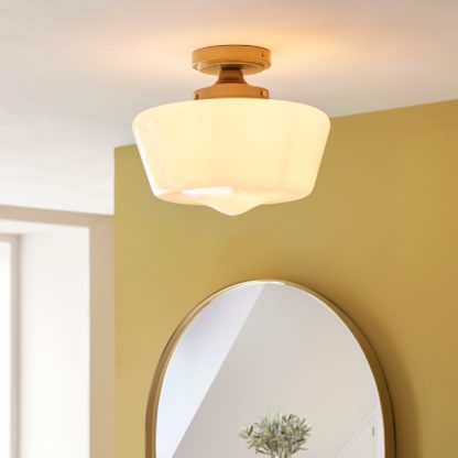 aab1257f10bc77416b07e2051013d7e07caa74f5a08d36da8d1ef812f292a2f8.jpg An Image of Mondez Bathroom 1 Light Flush Ceiling Fitting Satin Gold