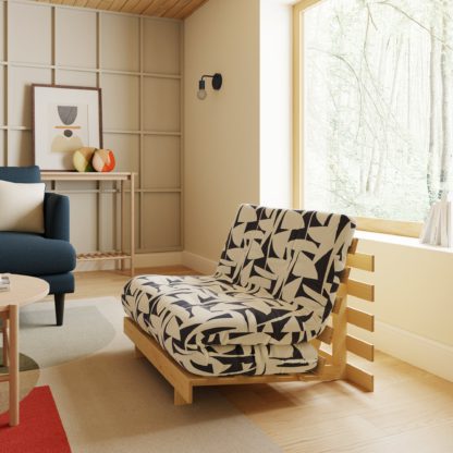 An Image of Mito Klipp Single Futon Natural Frame Orange