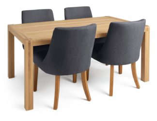 An Image of Habitat Radius Oak Dining Table & 4 Alec Dark Grey Chairs