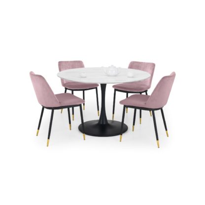 An Image of Holland Round Pedestal Dining Set with 4 Delaunay Chairs Mustard