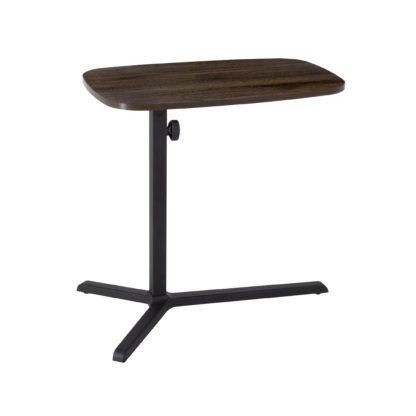 An Image of Adjustable Laptop Side Table, Dark Wood & Black Black