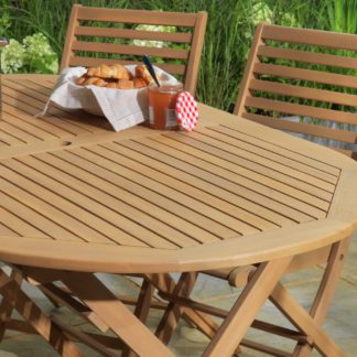 An Image of Argos Home Newbury Oval 6 Seater Garden Table - Light Wood