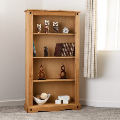 An Image of Corona Medium Bookcase Weathered Pine (Brown)