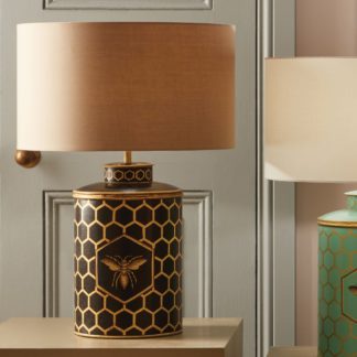 An Image of Pacific Lifestyle Honeycomb Table Lamp Black Black