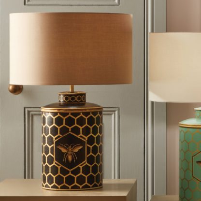 An Image of Pacific Lifestyle Honeycomb Table Lamp Black Black