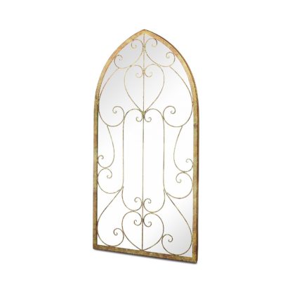 An Image of MirrorOutlet Metal Arch shaped Decorative Window Garden Mirror - 100 x 50cm