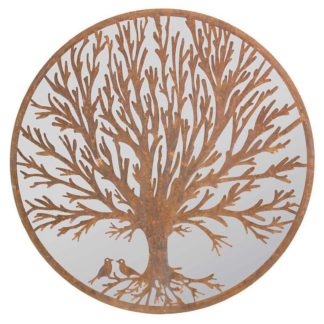 An Image of MirrorOutlet Birds Round Circular Garden Mirror - 100 x 100cm