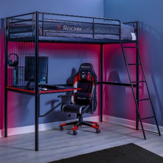 An Image of X Rocker Icarus XL Gaming High Sleeper Bunk Bed Black