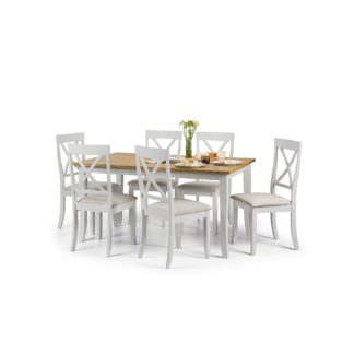 An Image of Davenport Rectangular Grey Dining Table with 6 Chairs Grey