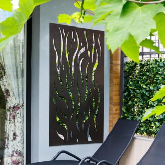 An Image of Amarelle Large Metal Flame Decorative Garden Screen Mirror - 120 x 60cm