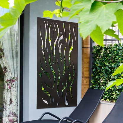 An Image of Amarelle Large Metal Flame Decorative Garden Screen Mirror - 120 x 60cm