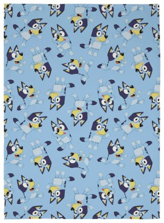 An Image of Bluey Heeler Dog Throw - Blue & Yellow - 150X100cm