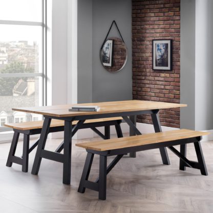 dc741ca6b1fec99ebb0cae1087bdb11ec252b50a9f20fa513f3381a5ceaf8b1e.jpg An Image of Hockley Dining Bench Oak Black