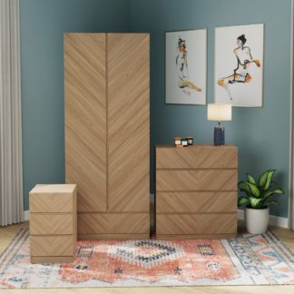 An Image of Taranto 3 Piece Bedroom Furniture Set Euro Oak