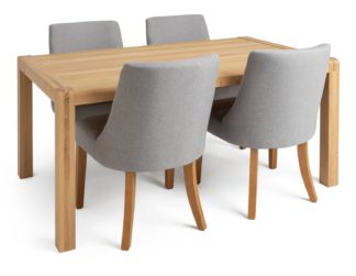An Image of Habitat Radius Oak Dining Table & 4 Alec Light Grey Chairs