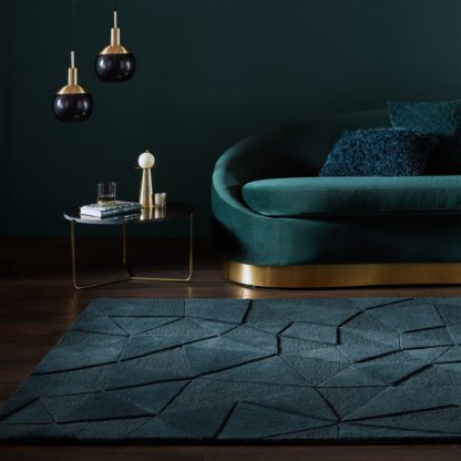 An Image of Shard Geometric Wool Rug Charcoal