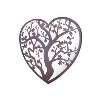 An Image of MirrorOutlet Metal Heart shaped Tree Decorative Garden Mirror - 70 x 70cm