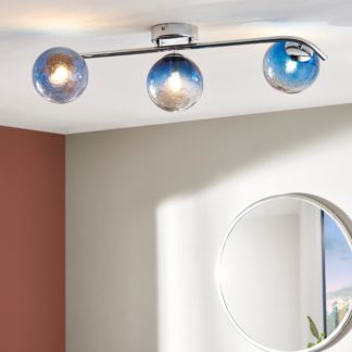 An Image of Torbay Blue Bathroom 3 Light Semi Flush Ceiling Fitting Blue