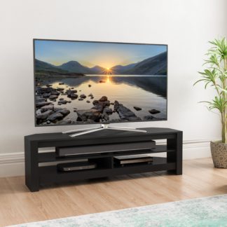 An Image of Calibre Wide TV Stand 140cm, Oak Effect Black