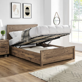 An Image of Rodley Oak Wooden Ottoman Storage Bed Frame - 4ft Small Double