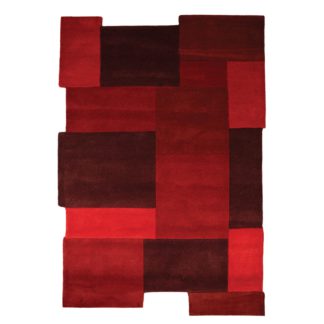 An Image of Abstract Collage Rug Red