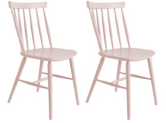 An Image of Habitat Talia Pair of Solid Wood Dining Chairs - Pink