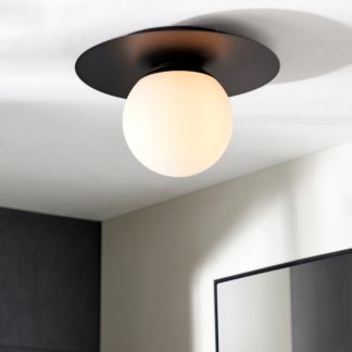 An Image of Tela Bathroom 1 Light Flush Ceiling Fitting Black