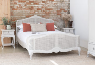 An Image of Willis & Gambier Etienne Grey Wooden Rattan Bed Frame - 5FT King Size