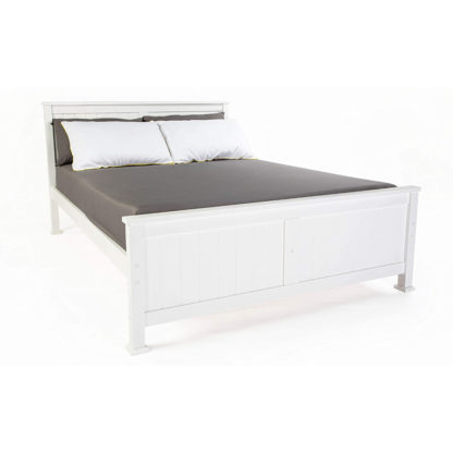 An Image of Madrid White Wooden Bed Frame - 5FT King