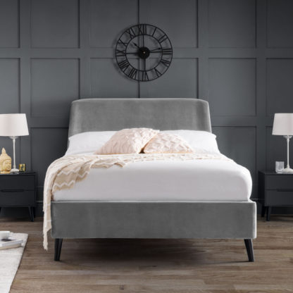 An Image of Frida Grey Velvet Bed Frame - 5FT King Size