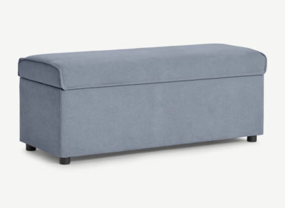 An Image of Bahra Washed Blue Fabric Storage Bench