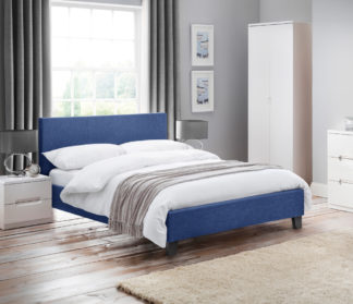 An Image of Rialto Blue Fabric Bed Frame - 4ft6 Double