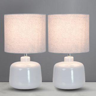 An Image of Oslo Set of 2 Ceramic Dove Grey Table Lamp Dove (Grey)