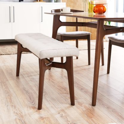 An Image of Elements Alva Dining Bench Natural Linen Natural