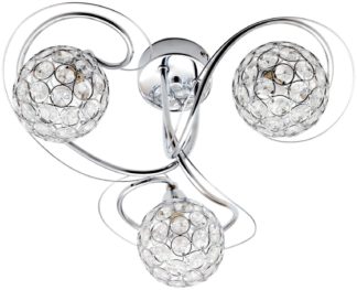 An Image of BHS Orchid Glass 3 Light Flush to Ceiling Light - Silver