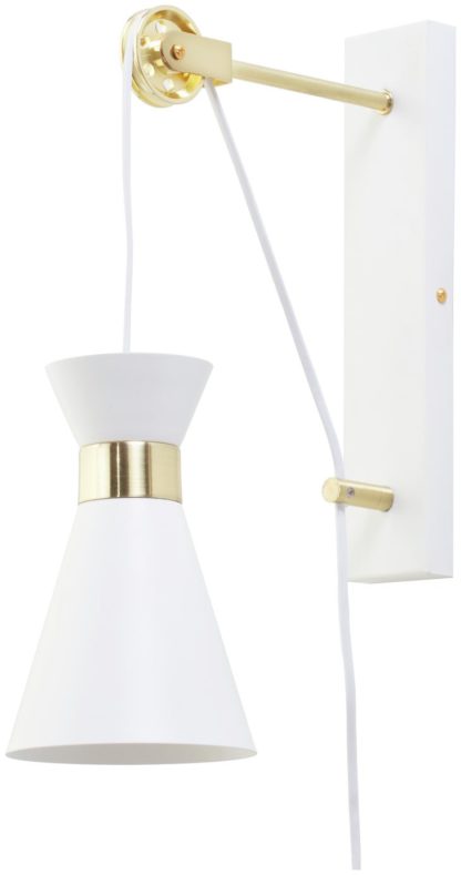 An Image of BHS Elisa Double Cone LED Wall Light on Pulley - White