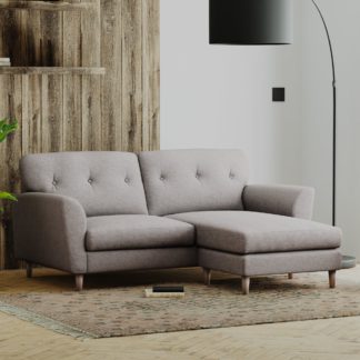 An Image of Sven Tonal Weave Corner Chaise Sofa Grey