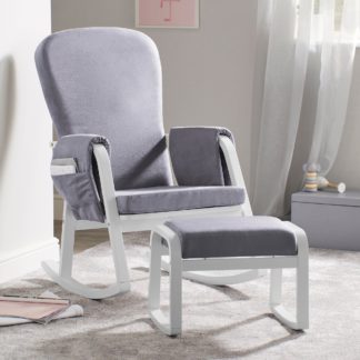 An Image of Ickle Bubba Dursley Rocking Chair & Stool Pearl Dark Grey