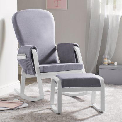 3085abb772ea85b966447f08afe53d3ba4ccbd28bdf18cc23ed6a1a4f308c03a.jpg An Image of Ickle Bubba Dursley Rocking Chair & Stool Pearl Dark Grey