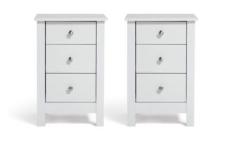 An Image of Habitat Osaka 2 Piece 3 Drawer Bedside Table Set - White