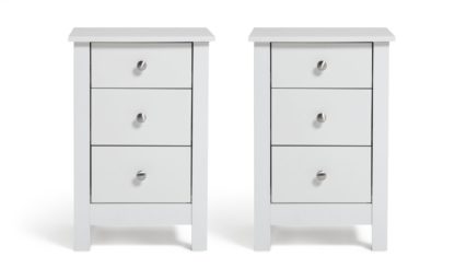 An Image of Habitat Osaka 2 Piece 3 Drawer Bedside Table Set - White