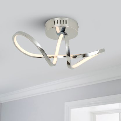 An Image of Octtava LED Semi Flush Ceiling Fitting Beige