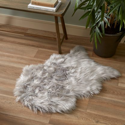 An Image of Faux Sheepskin Pelt Rug Black