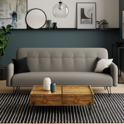 An Image of Marnie Flatweave Click Clac Sofa Bed Duck Egg (Blue)