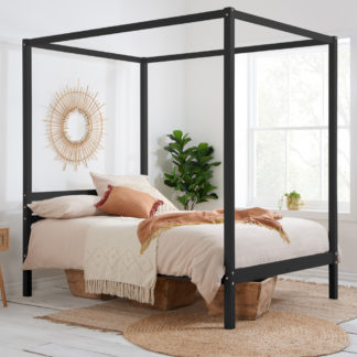 An Image of Mercia Black Wooden Poster Bed Frame - 4FT6 Double