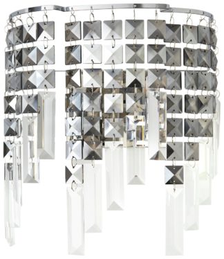 An Image of BHS Alice Glass 2 Light LED Wall Light - Silver
