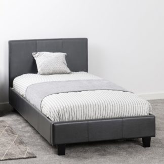 An Image of Prado Faux Leather Bed Grey