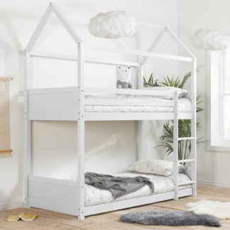 An Image of Home White Wooden Bunk Bed Frame - 3FT Single